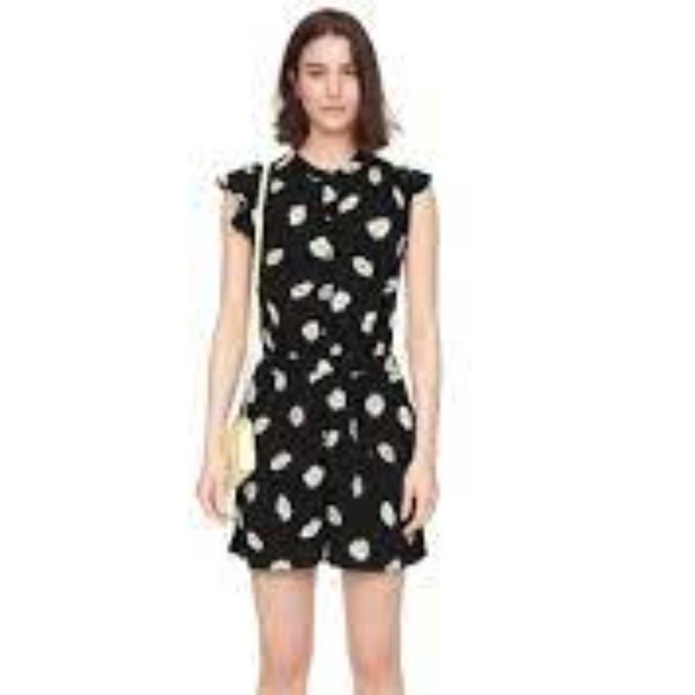 Kate Spade Black Daisy Dot Crepe Romper Size 4